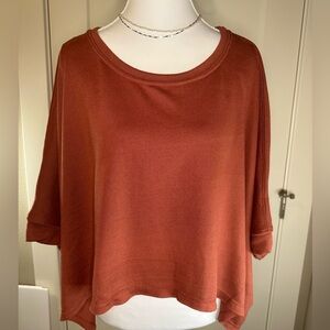 Savvi Oversized Dolman Sleeve Rust Top XS/S – Boxy Fit Slouchy Lightweight‎ Knit